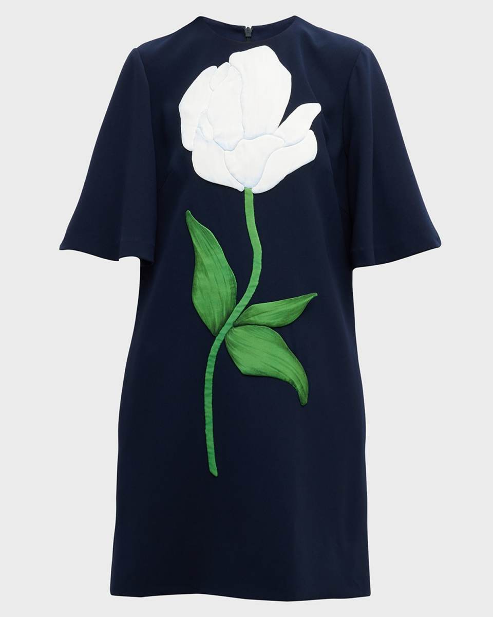 Tunic Dress with Oversize Floral Detail